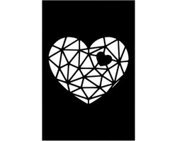 Djemzy - raamdecoratie woonkamer/slaapkamer - raamscherm - raamluik - vensterbank decoratie - hout - zwart - liefde - love - Raampaneel geometrisch hart - raamdecoratie op voet - ornament op voet voor binnen - ornament vensterbank - MDF 6 mm