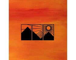 Djemzy - Raampaneel abstracte zon met bergen - 3-delig - raamdecoratie woonkamer/slaapkamer - raamscherm - raamluik - vensterbank decoratie - decoratie op voet - housewarming cadeau - hout - zwart - landschap - MDF 6 mm