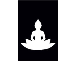 Djemzy - Raampaneel boeddha op blad in frame - raamdecoratie woonkamer/slaapkamer - raamscherm - raamluik - vensterbank decoratie - decoratie op voet - housewarming cadeau - hout - zwart - rustgevend - MDF 6 mm