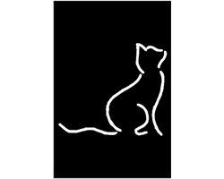 Djemzy - Raampaneel line art kat - raamdecoratie woonkamer/slaapkamer - raamscherm - raamluik - vensterbank decoratie - decoratie op voet - housewarming cadeau - hout - zwart - abstract - dieren - poes - MDF 6 mm
