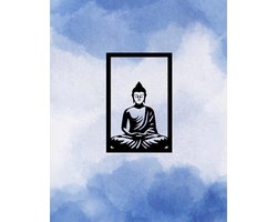 Djemzy - Raampaneel mediterende boeddha in frame - raamdecoratie woonkamer/slaapkamer - raamscherm - raamluik - vensterbank decoratie - decoratie op voet - housewarming cadeau - hout - zwart - rustgevend - MDF 6 mm