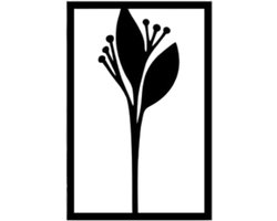 Djemzy - Raampaneel plant met twee bladeren in frame - raamdecoratie woonkamer/slaapkamer - raamscherm - raamluik - vensterbank decoratie - decoratie op voet - housewarming cadeau - hout - zwart - bloemen -planten - MDF 6 mm