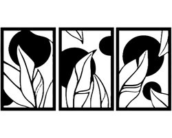 Djemzy - Raampaneel veren met rondje - 3-delig - raamdecoratie woonkamer/slaapkamer - raamscherm - raamluik - vensterbank decoratie - decoratie op voet - housewarming cadeau - hout - zwart - abstract - MDF 6 mm