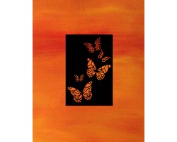 Djemzy - Raampaneel vlinders op plaat - raamdecoratie woonkamer/slaapkamer - raamscherm - raamluik - vensterbank decoratie - decoratie op voet - housewarming cadeau - hout - zwart - dieren - MDF 6 mm