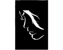 Djemzy - Raampaneel vrouwen gezicht op plaat - raamdecoratie woonkamer/slaapkamer - raamscherm - raamluik - vensterbank decoratie - decoratie op voet - housewarming cadeau - hout - zwart - abstract - MDF 6 mm