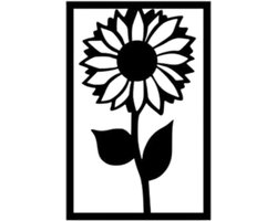 Djemzy - Raampaneel zonnebloem in frame - raamdecoratie woonkamer/slaapkamer - raamscherm - raamluik - vensterbank decoratie - decoratie op voet - housewarming cadeau - hout - zwart - bloemen -planten - MDF 6 mm