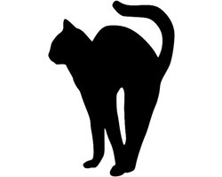 Djemzy - silhouette kat met bolle rug- wanddecoratie woonkamer - wanddecoratie slaapkamer - wandversiering - muurversiering - wandpaneel - wall art - housewarming cadeau - hout - zwart - poes - dieren - MDF 6 mm