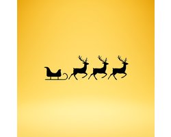 Djemzy - slee met rendieren - 4-delig- wanddecoratie woonkamer - wanddecoratie slaapkamer - wandversiering - muurversiering - wandpaneel - wall art - housewarming cadeau - hout - zwart - kerst - kerstversiering - MDF 6 mm
