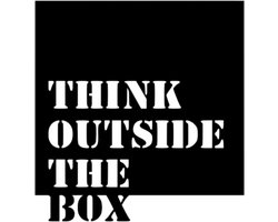 Djemzy - Think outside the box met box erbuiten- wanddecoratie woonkamer - wanddecoratie slaapkamer - wandversiering - muurversiering - wandpaneel - wall art - hout - zwart - text - tekst - MDF 6 mm
