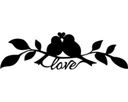 Djemzy - Tortelduifjes- wanddecoratie woonkamer - wanddecoratie slaapkamer - wandversiering - muurversiering - wandpaneel - wall art - hout - zwart - dieren - vogels - liefde - love birds - MDF 6 mm