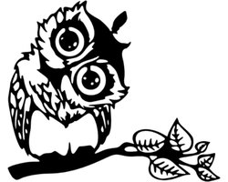 Djemzy - Uil op tak met bladeren - wanddecoratie woonkamer - wanddecoratie slaapkamer - wandversiering - muurversiering - wandpaneel - wall art - hout - zwart - dieren - vogel - MDF 6 mm