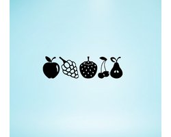 Djemzy - verschillende soorten fruit - 5-delig- wanddecoratie woonkamer - wanddecoratie slaapkamer - keuken - wandversiering - muurversiering - wandpaneel - wall art - housewarming cadeau - hout - zwart - eten - drinken - MDF 6 mm