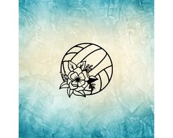 Djemzy - Volleyball met bloem- wanddecoratie woonkamer - wanddecoratie slaapkamer - gym- wandversiering - muurversiering - wandpaneel - wall art - hout - zwart - sport - planten - MDF 6 mm