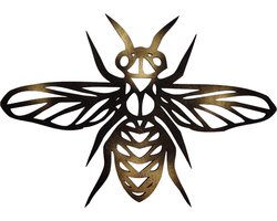 Djemzy - wesp- wanddecoratie woonkamer - wanddecoratie slaapkamer - wandversiering - muurversiering - wandpaneel - wall art - hout - zwart met goud - dieren - MDF 6 mm