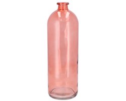 DK Design Bloemenvaas fles model - helder gekleurd glas - koraal roze - 14 x 41 cm