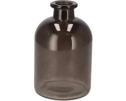 DK Design Bloemenvaas fles model - helder gekleurd glas - zwart - 11 x 17 cm