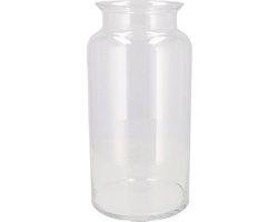 DK Design Bloemenvaas melkbus fles model Milky - transparant glas - 19 x 30 cm - mondgeblazen