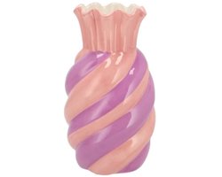 DK Design Bloemenvaas Sweety - boeket vaas - keramiek - roze/paars- 13 x 23 cm - snoepjes vaas