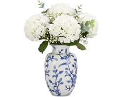 DK Design Chinese vaas Asian - blauw - porselein - D21 x 32 cm - bloemenvaas