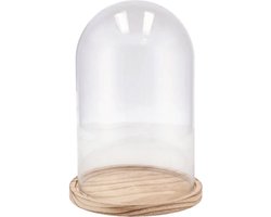 DK Design Decoratie stolp groot - glas - houten bruin plateau - D22 x H30 cm