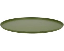 DK Design Onderbord/kaarsenbord - decoratie dienblad - metaal - mat groen - 25 x 2 cm - rond