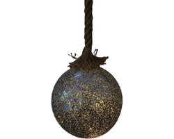 DK - Led bal aan touw - Mercury Pearl Grey Glitter - Kerstbal