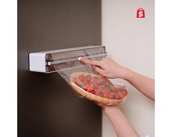 DKE® Foliehouder - Rollenhouder - Keukenrolhouder - alluminiumfolie houder - Folie Dispenser – Wit - Donkergrijs