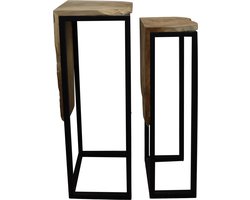 DKNC - Bijzettafel Lille - Hout - 29x28x77cm - Bruin