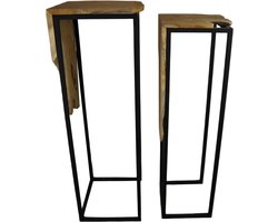 DKNC - Bijzettafel Lille - Hout - 39x38x117.5cm - Bruin