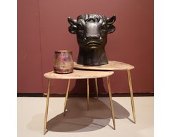 DKNC - Bijzettafel Noel - Metaal - 55x41.5x37.5cm - Set van 2 - Goud