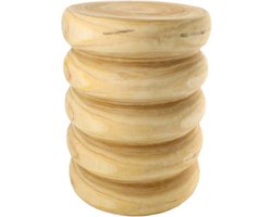 DKNC - Bijzettafel rond Micki - Paulowniahout - 28x28x38cm - Beige
