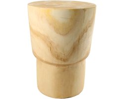 DKNC - Bijzettafel rond Micki - Paulowniahout - 28x28x38cm - Beige