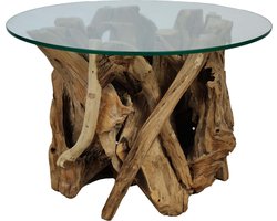 DKNC - Tafel Derna - Hout - glas - 60x38cm - Bruin