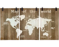 DKNC - Wereld Kaart Grace - 210x4x121cm - Bruin