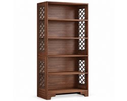 DMG Supply Boekenkast - 6 Niveaus - 80 x 30 x 180 cm - Donkerbruin - Achterwand