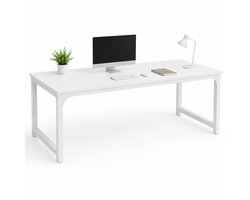 DMG Supply Bureau - Groot Rechthoekig Werkblad - 180 x 80 x 75 cm - Wit - Plaatmateriaal en Metaal