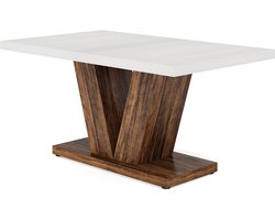 DMG Supply Eettafel - 120 x 80 cm - 4 Personen - Wit en Bruin - MDF - V-poot