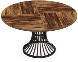 DMG Supply Eettafel - Rond - 119 x 119 x 75 cm - 4 tot 6 Personen - Bruin en Zwart - MDF en Metaal