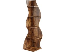 DMG Supply Hoekrek - 5 Lagen - Hoekkast - Open Boekenkast - Bruin - Spaanplaat - 50 x 48 x 175 cm