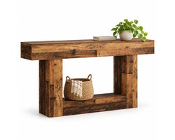 DMG Supply landelijke sidetable met 2 niveaus, 160 x 30 x 82 cm, rustiek bruin