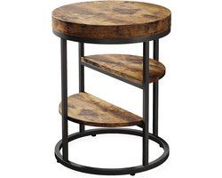 DMG Supply Ronde Bijzettafel - 3 Niveaus - 50 x 50 x 65 cm - Bruin/Zwart - MDF en Metaal