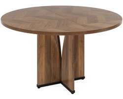 DMG Supply Ronde Eettafel - 100 cm - 4 Personen - Bruin - Landelijk - Centrale Tafelvoet - MDF