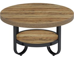 DMG Supply Salontafel - Rond - 2 Lagen - 80 x 80 x 45 cm - Bruin - MDF en Metaal