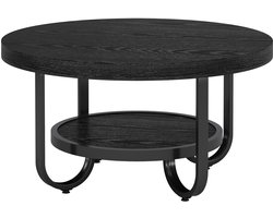 DMG Supply Salontafel - Rond - 2 Lagen - 80 x 80 x 45 cm - Zwart - MDF en Metaal