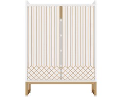 DMG Supply Schoenenkast - 5 Lagen - Met Deuren - Wit en Goudkleurig - 75 x 35 x 105 cm - 20 Paar