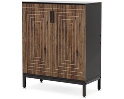 DMG Supply Schoenenkast met 2 Deuren - Schoenenrek Tot 20 Paar Schoenen - 5 Lagen - Verstelbare Planken - Bruin - 80 x 38 x 95 cm