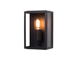DMQ Buitenlamp Boston 25cm - IP44 Wandlamp Zwart Industrieel met Glas - E27