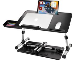 DnA® Bedtafel - Laptoptafel - Bedtafeltje met Wielen - Bedtafeltje voor op Bed - Zwart - 53cm x 30cm x 6cm