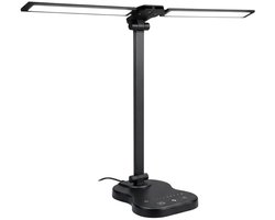 DnA® Bureaulamp LED - Burolamp - Bureaulamp Met Klem - Bureaulamp Kind - Bureaulamp LED Dimbaar - Zwart - 38cm x 4cm x 12cm