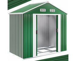 DnA® Tuinhuis - Tuinhuis Hout - Tuinhuisjes Metaal - Groen - 132cm x 188cm x 196cm